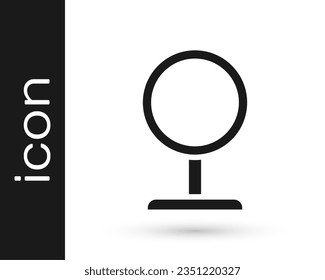 Black Round makeup mirror icon isolated on white background.  Vector