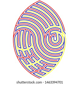 Black round maze with help on a white background