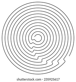Black round maze on a white background