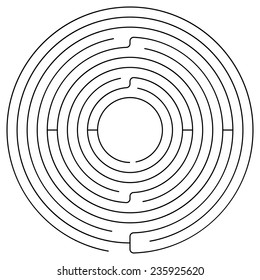 Black round maze on a white background