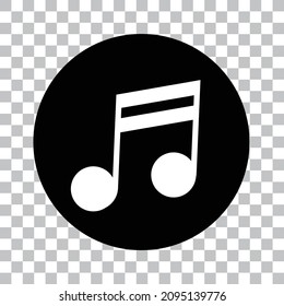 Icono de notas musicales redondas negras. Vector con fondo transparente.
