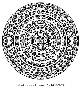 Black round ornamental vector shape. set collections of different geometrical borders and frames isolated on white background. oriental arabesque pattern background. 