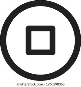 Black round outline icon, button, symbol isolated on white background. editable stroke and color
