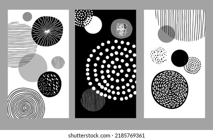 vector de pintura de arte de pared con estampado negro y redondo