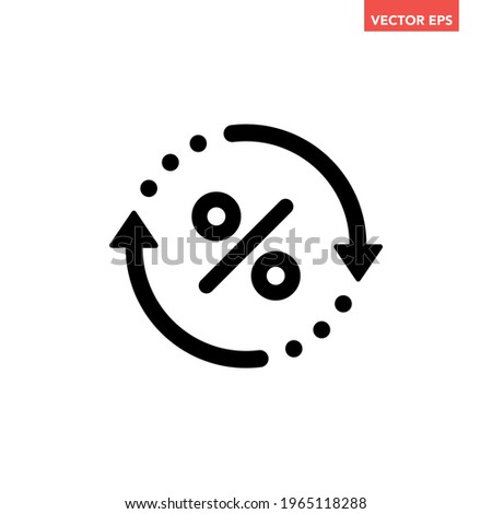 Black round rate exchange icon, simple finanical spin flat design vector pictogram, infographic vector for app logo web website button ui ux interface elements isolated on white background