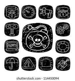 Black Round Series| doodle Security  icon set