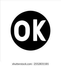 Forma redonda negra con diseño de Ilustración vectorial de silueta de icono de mensaje ok sobre fondo blanco.