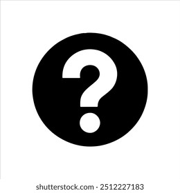 Black round shape with black question mark icon silhouette vector illustration design on white background.