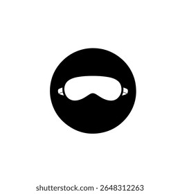 Black Round Shape With White Sleep Mask  silhouette vector flat illustration design.