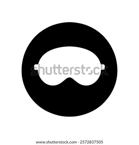 Black round shape with white sleep mask icon silhouette vector illustration design on white background.