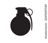 Black round silhouette grenade vector flat illustration design on white background