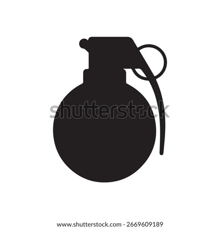 Black round silhouette grenade vector flat illustration design on white background