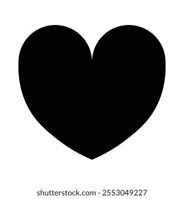 Silueta redonda negra del corazón en estilo plano aislado en blanco.