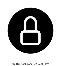 Icono negro redondo de un solo bloqueo, para anuncios de aplicaciones logotipo sitio web botón ui ux elementos de interfaz, ilustración vectorial en fondo blanco