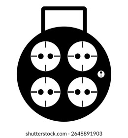 Black round socket icon symbolizes power electricity connection, energy and modern flat minimalist design.