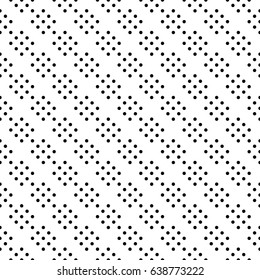 Black round spots texture. Circles embroidery background. Polka dot motif. Seamless surface pattern design with circular ornament. Digital paper for textile print, web designing. Vector illustration.