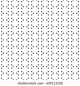 Black round spots texture. Circles embroidery background. Polka dot motif. Seamless surface pattern design with circular ornament. Digital paper for textile print, web designing. Vector illustration.