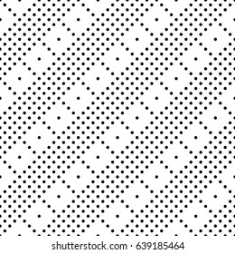 Black round spots texture. Circles embroidery background. Polka dot motif. Seamless surface pattern design with circular ornament. Digital paper for textile print, web designing. Vector illustration.