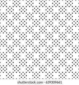 Black round spots texture. Circles embroidery background. Polka dot motif. Seamless surface pattern design with circular ornament. Digital paper for textile print, web designing. Vector illustration.