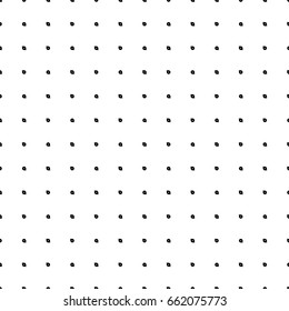 Black round spots texture. Circles embroidery background. Polka dot motif. Seamless surface pattern design with circular ornament. Digital paper with dots for textile print, web designing. Vector art.