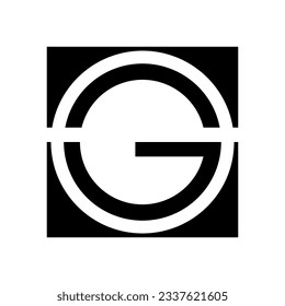 Black Round and Square Letter G Icon on a White Background