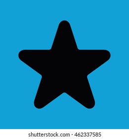 Black round star icon vector. Blue background