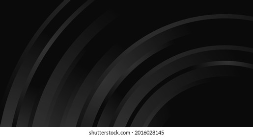 Black round stripes abstract technology geometric background. Vector design