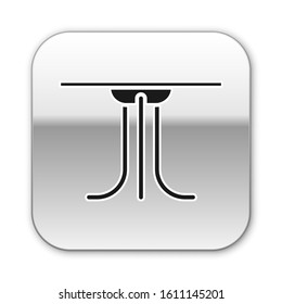 Black Round table icon isolated on white background. Silver square button. Vector Illustration