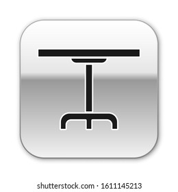 Black Round table icon isolated on white background. Silver square button. Vector Illustration