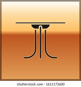 Black Round table icon isolated on gold background.  Vector Illustration