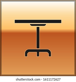 Black Round table icon isolated on gold background.  Vector Illustration