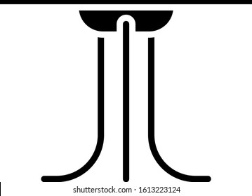 Black Round table icon isolated on white background.  Vector Illustration