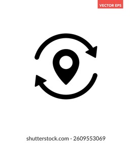 Black round update position mark icon, simple order tracking state flat design vector pictogram, infographic interface elements for app logo web website button ui ux isolated on white background