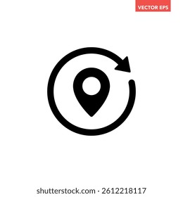 Black round update position mark icon, simple order tracking state flat design vector pictogram, infographic interface elements for app logo web website button ui ux isolated on white background