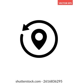 Black round update position mark icon, simple order tracking state flat design vector pictogram, infographic interface elements for app logo web website button ui ux isolated on white background
