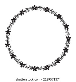 Flor vectorial redonda negra para invitaciones de boda y diseño gráfico