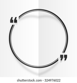 Black round vector quote frame at white folded paper background