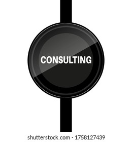 Black round vector shape illustration on a white background. Poster design that writes consulting right in the middle of the shape.