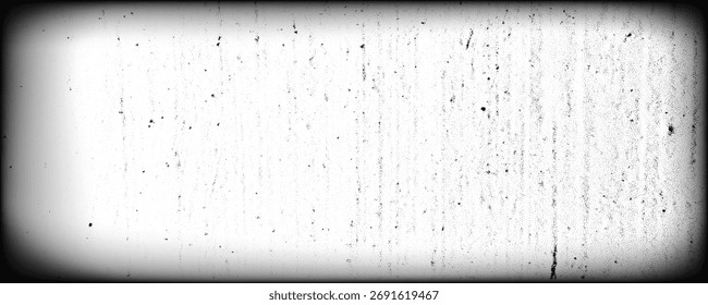 Schwarze runde Vignette Farbverlauf Hintergrund mit alter Filmtextur. Realistische transparente Overlay mit Kratzern und Rauschen. Körnige Textur. Negativer Effekt eines Retro-Films oder -Fotos mit Vektorstörung