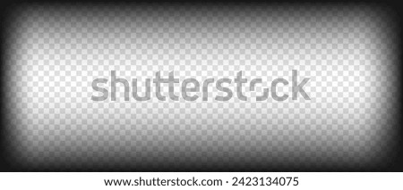 Black round vignette gradient background on grid background as a transparent png. Vector design element for movie