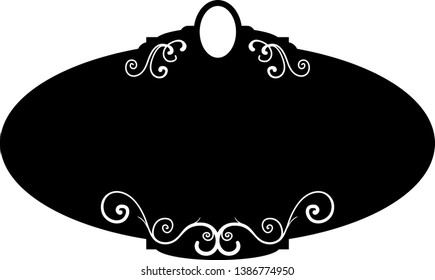 Black round vintage frames, design elements. Sketch hand drawn. Decorative border