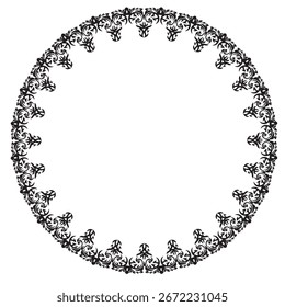 Black round vintage vector frame on a white background.