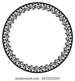 Black round vintage vector frame on a white background.