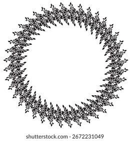 Black round vintage vector frame on a white background.