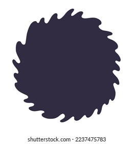 Black round wavy swirl abstract background frame, blank amoeba shape vector illustration, night sky, universe, black hole.