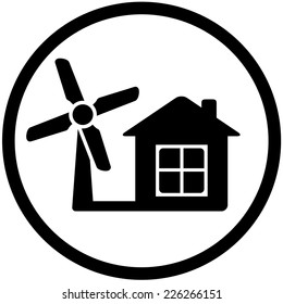 black round wind mill icon on white background for home alternative power