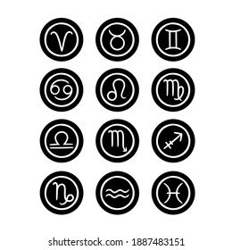 black round zodiac signs icons