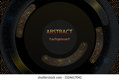 black rounded abstract design with golden color points 