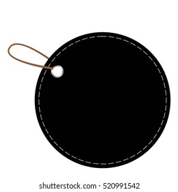 Black Rounded Blank Tag isolated on white
