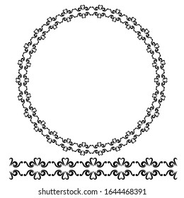 schwarz gerundeter Corner Circle Blumenrahmen einzeln auf Weiß 
